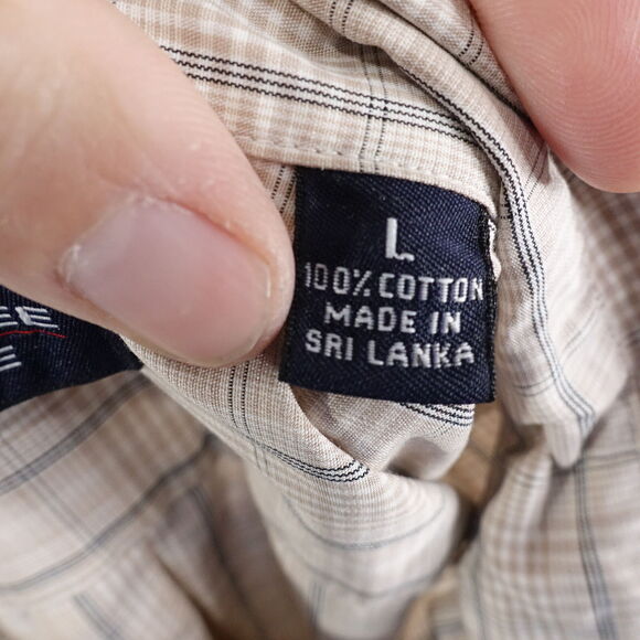 ROUNDTREE & YORKE SHORT SLEEVE BEIGE PLAID BUTTON DOWN SHIRT MENS SZ L - Picture 9 of 9